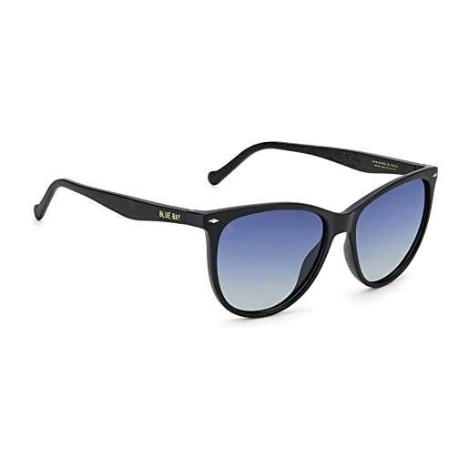 BLUE BAY morenia - occhiali da sole donna - lenti polarizzate: protezione 100% raggi uv - in materiale riciclato - leggeri e flessibili - montatura black. Blue e lenti blu - ideati in italia