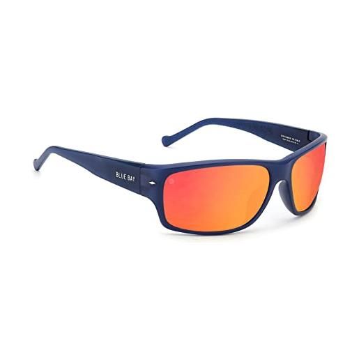 BLUE BAY elseya - occhiali sportivi da sole da uomo - lenti polarizzate: protezione 100% raggi uv - leggeri e flessibili - in materiale riciclato - montatura nera e lenti blu - ideati in italia