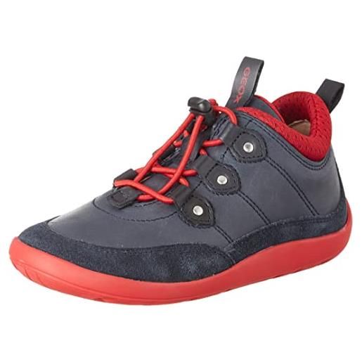 Geox j barefeel boy a, sneakers bambini e ragazzi, blu/rosso (navy/red), 28 eu