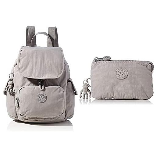 Kipling city pack mini, backpacks donna, grigio, 14x27x29 cm+pouches/cases donna, grigio, 4x14.5x9.5 cm