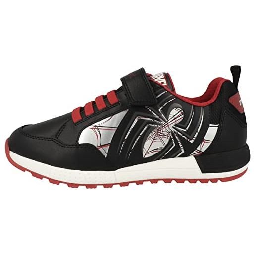 Geox j alben boy d, sneakers bambini e ragazzi, nero/rosso (black/red), 39 eu