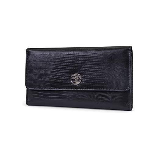 Timberland portafoglio in pelle rfid flap cluth organizer, donna, nero (ciottolo), taglia unica