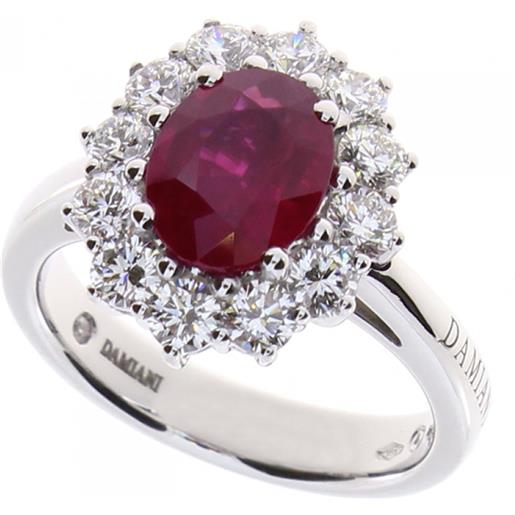 Damiani anello gemme in oro bianco con diamanti e rubino