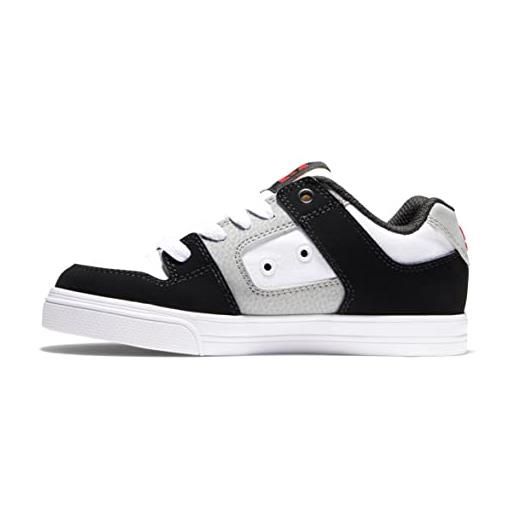 DC Shoes scarpe in pelle per bambini, ginnastica, bianco/nero/rosso, 34.5 eu