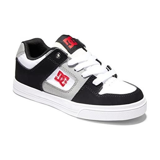 DC Shoes scarpe in pelle per bambini, ginnastica, bianco/nero/rosso, 34 eu