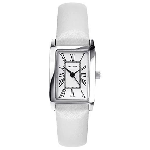 Sekonda orologio classico da donna al quarzo con display analogico bianco e cinturino bianco 40340, cinturino
