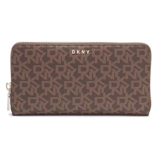 DKNY bryant-new zip arou, portafoglio a due ante da donna, mocha/caramel, one size