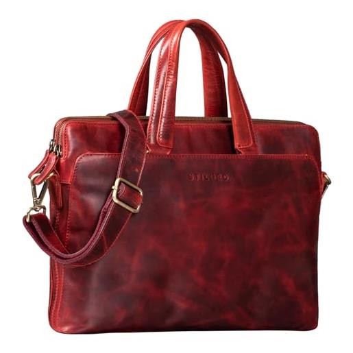 STILORD 'kylie' borsa ventiquattrore da donna in pelle vintage borsa da lavora porta pc da 13,3 pollici cartella portadocumenti ufficio, colore: kara - rosso