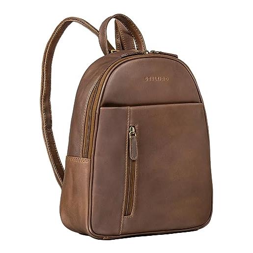 STILORD 'hailey' daypack zaino donna pelle zaino da giorno vintage zainetto piccolo backpack casual pratico elegante zaini da viaggio in cuoio autentico, colore: nero