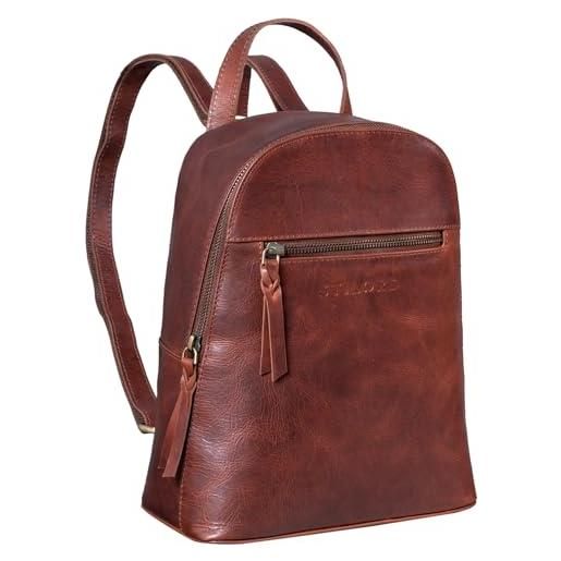 STILORD 'amira' zaino di pelle donna vintage zainetto a tracolla borsa a mano piccola elegante daypack backpack per tablet 10,1 pollici cuoio genuino, colore: porto - cognac