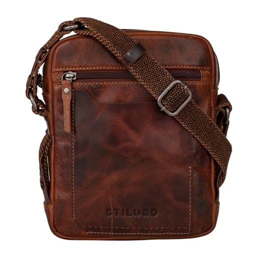 STILORD 'nash' borsello a tracolla uomo in pelle borsa vintage piccola borsetta cuoio messenger bag per tablet, colore: seppia - marrone