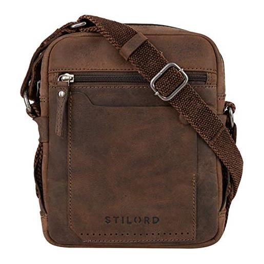 STILORD 'nash' borsello a tracolla uomo in pelle borsa vintage piccola borsetta cuoio messenger bag per tablet, colore: milano - marrone