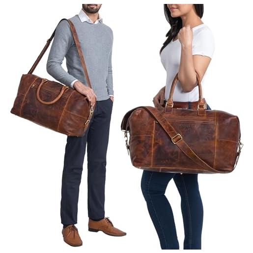 STILORD 'rover' borsa da viaggio grande in pelle uomo borsa weekkend vintage bagaglio a mano borsone a tracolla xl in cuoio genuino attaccabile al carrello, colore: prestige - marrone