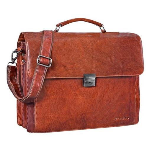 STILORD 'johann' borsa 24 ore uomo in pelle valigetta ventiquattrore cartella portadocumenti da ufficio lavoro borsa porta pc 15.6', colore: brandy - marrone