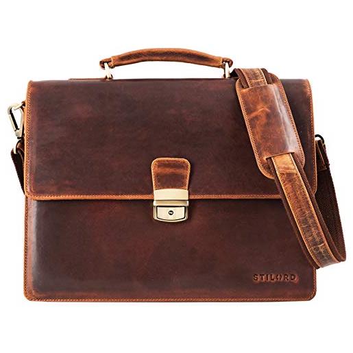 STILORD 'rion' borsa ventiquattrore uomo in pelle cartella valigetta 24 ore in cuoio modello classico vintage portadocumenti per l'ufficio, colore: marrone medio