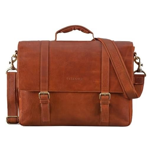 STILORD 'calvin' borsa portadocumenti a tracolla in pelle cartella lavoro ufficio università per pc portatile donna uomo, colore: maraska - marrone