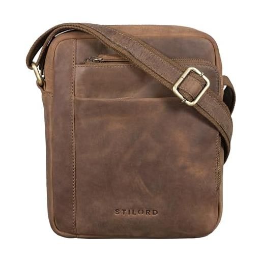 STILORD 'river' borsello a mano uomo in pelle piccola borsa a tracolla maschile messenger bag per tablet pochette vintage di cuoio genuino, colore: nero