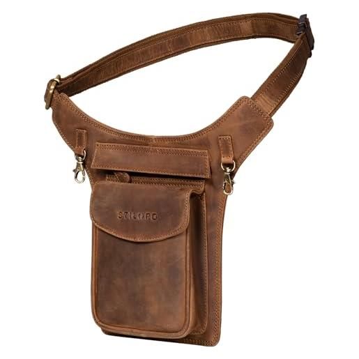 STILORD 'frankie' marsupio crossbody in pelle vintage marsupio a tracolla elegante per uomo donna borsello da cintura cuoio vera zainetto monospalla, colore: marrone medio