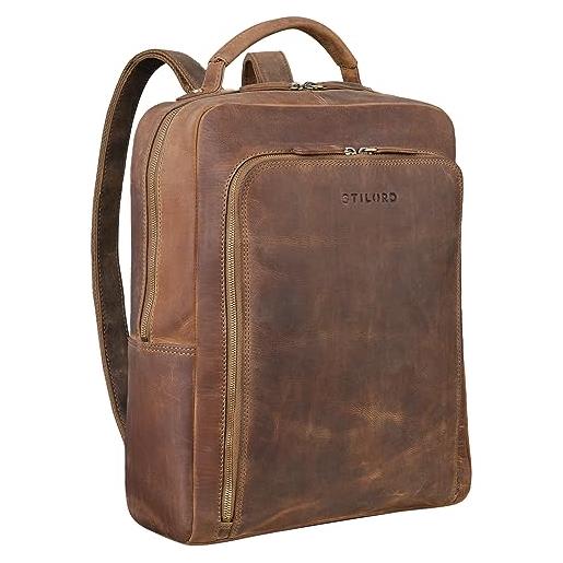 STILORD 'orlando' borsa zaino uomo lavoro in pelle vintage borsa a tracolla porta documenti per tablet zainetto università ufficio viaggio cuoio genuino, colore: marrone medio