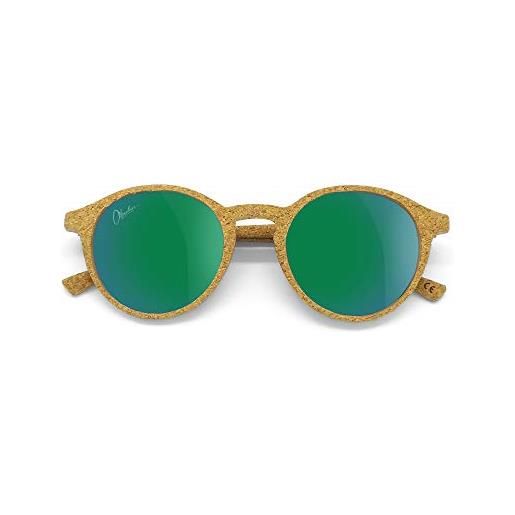 Okulars® oak - occhiali da sole in sughero naturale, ultra-leggeri, uomo e donna - lenti anti-graffio polarizzate uv400 - peso 13 grammi - taglia unica (marrone)