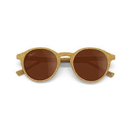 Okulars® oak - occhiali da sole in sughero naturale, ultra-leggeri, uomo e donna - lenti anti-graffio polarizzate uv400 - peso 13 grammi - taglia unica (verde specchiato)