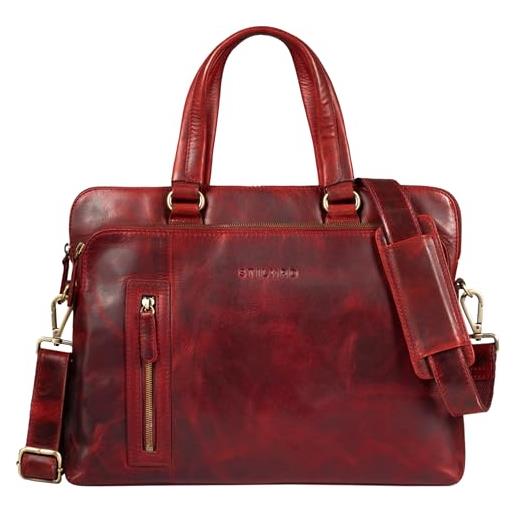 STILORD 'lory' borsa lavoro donna pelle vintage ventiquattrore porta pc da 13,3 pollici valigetta portadocumenti economiche in cuoio a tracolla, colore: kara - rosso