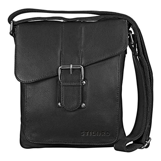 STILORD 'mattia' borsa a tracolla uomo vintage design messenger bag classico in vera pelle antico, colore: nero