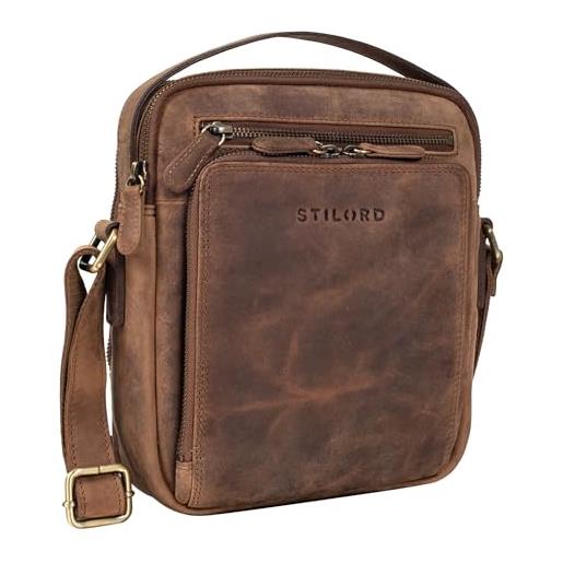 STILORD 'ilkay' borsello a mano uomo in pelle piccola borsa a tracolla per tablet 9,7 pollici vintage borsa crossbody per viaggio lavoro in cuoio, colore: marrone medio