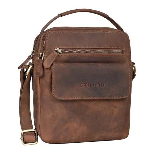 STILORD 'mio' borsa da uomo pelle piccola vintage borsa a tracolla moderna per tablet da 10,2 dogana, colore: kara - cognac
