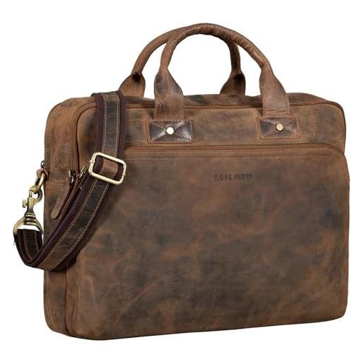 STILORD 'hector' portadocumenti uomo pelle vintage ventiquattrore borsa da ufficio con tracolla borsa porta pc 15.6 pollici cuoio, colore: dijon - marrone