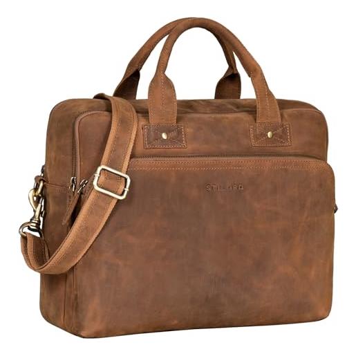 STILORD 'hector' portadocumenti uomo pelle vintage ventiquattrore borsa da ufficio con tracolla borsa porta pc 15.6 pollici cuoio, colore: nero