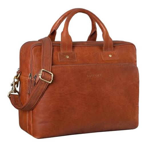 STILORD 'hector' portadocumenti uomo pelle vintage ventiquattrore borsa da ufficio con tracolla borsa porta pc 15.6 pollici cuoio, colore: kansas - marrone