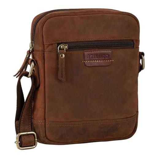 STILORD 'brian' borsa uomo piccola in pelle borsetta a tracolla vintage borsello crossbody messenger bag mini donna, colore: milano - marrone