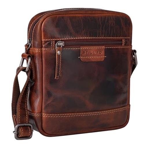 STILORD 'brian' borsa uomo piccola in pelle borsetta a tracolla vintage borsello crossbody messenger bag mini donna, colore: milano - marrone