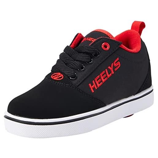 Heelys pro 20 (he100934), scarpe da ginnastica, nero/rosso nubuck, 32 eu