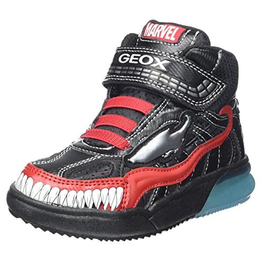 Geox j grayjay boy d, sneakers bambini e ragazzi, nero/rosso (black/red), 24 eu