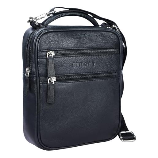 STILORD 'mats' borsello uomo in pelle vintage piccola borsa a tracolla per tablet 9,7 pollici borsetta a5 in cuoio, colore: nero