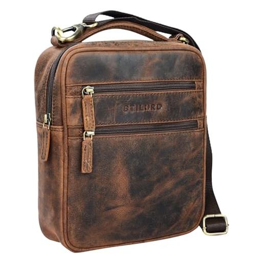 STILORD 'mats' borsello uomo in pelle vintage piccola borsa a tracolla per tablet 9,7 pollici borsetta a5 in cuoio, colore: seppia - marrone