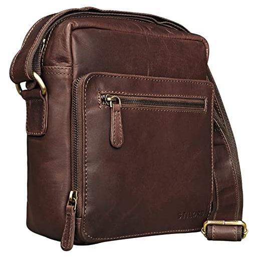 STILORD 'nathan' borsello da uomo a tracolla in pelle piccola borsa messenger in cuoio a spalla per viaggi escursioni, colore: colorado - marrone