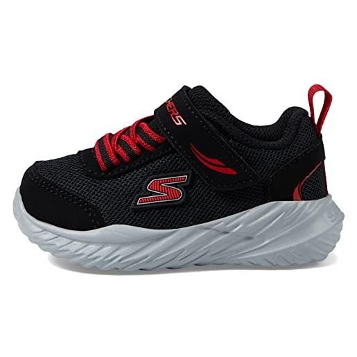 Skechers nitro sprint, scarpe sportive bambini e ragazzi, black textile synthetic red trim, 24 eu