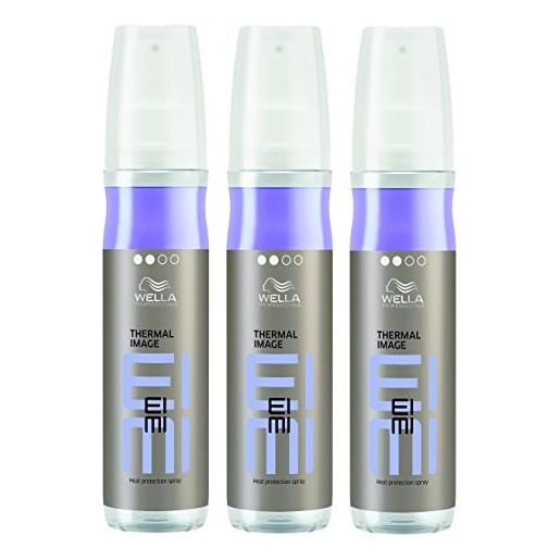 Wella professionals eimi - spray termico per protezione dal calore, 3 x 150 ml, set con shampoo per capelli stapiz da 15 ml o maschera da 10 ml