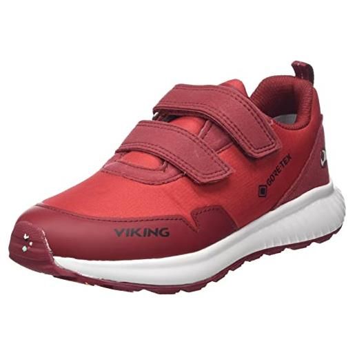 Viking aery track low f gtx, scarpe da passeggio unisex - bambini e ragazzi, rosso (red/dark red), 33 eu