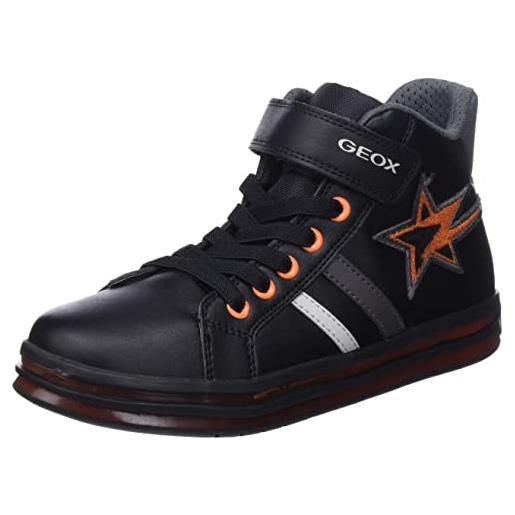 Geox bambino j pawnee boy b sneakers bambini e ragazzi, nero/arancione (black/orange), 28 eu