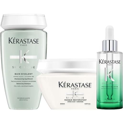 Kérastase kerastase specifique bain divalent+masque rehydratant+potentialiste 250+200+90ml rituale riequilibrante cute grassa