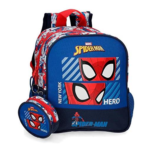 Marvel disney spiderman hero zaino per la scuola, blu, 23 x 25 x 10 cm, poliestere, 5.75 l