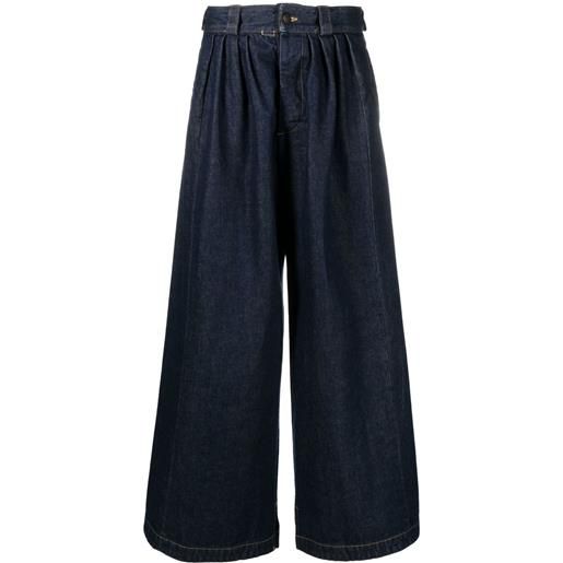 Maison Margiela pantaloni a gamba ampia con pieghe - blu