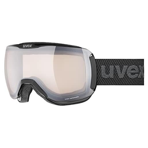 Uvex downhill 2100 v, occhiali da sci unisex, fotocromatico, privo di appannamenti, white matt/vario silver-clear, one size