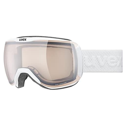 Uvex downhill 2100 v, occhiali da sci unisex, fotocromatico, privo di appannamenti, white matt/vario silver-clear, one size