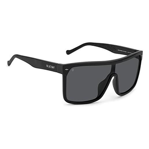 BLUE BAY batagur - occhiali da sole da uomo e donna polarizzati: protezione uv 100% , occhiali realizzati con materiale riciclato, leggeri e flessibili, montatura nera e lenti grigie