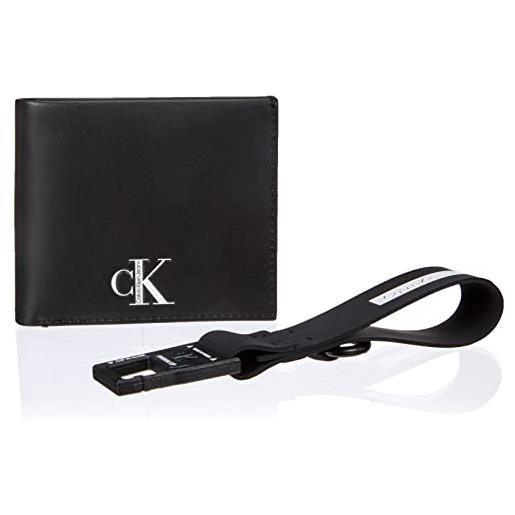Calvin Klein Jeans bifold w/coin + rubber keyfob k50k509915, pacchetti regalo uomo, nero (black), os